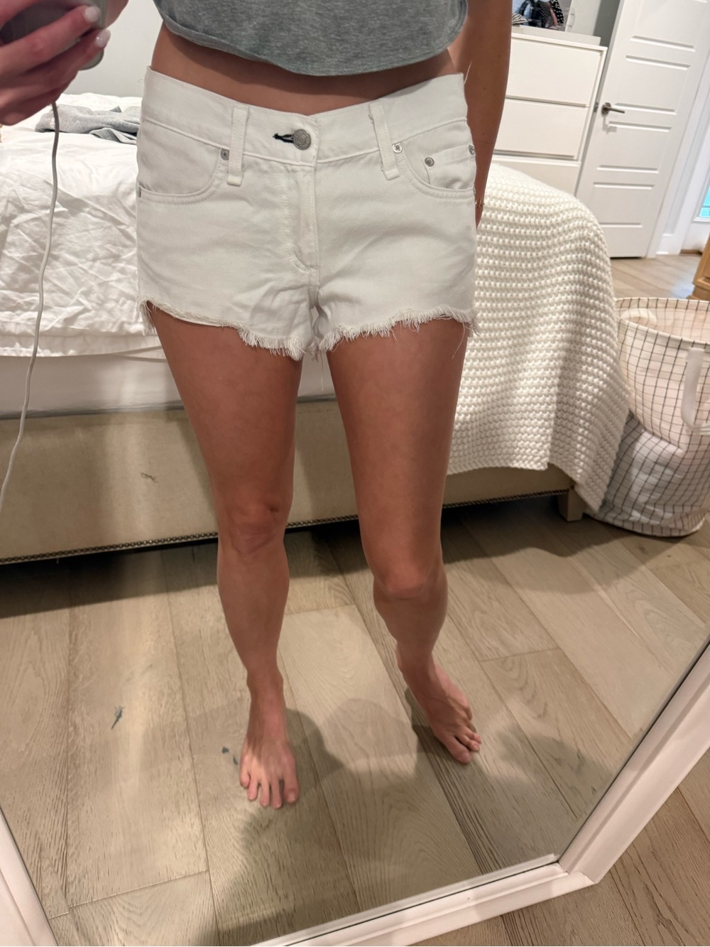 Rag & Bone White Denim Cutoff Shorts – Raw Hem